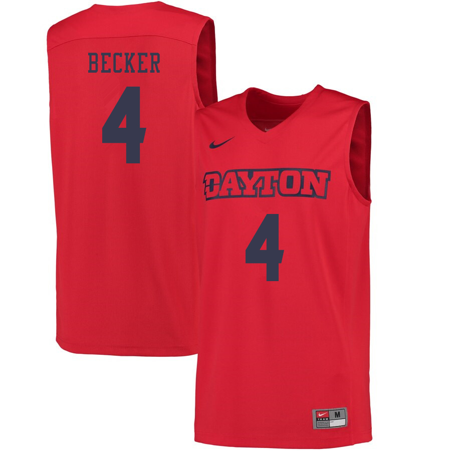 Men #4 Jared Becker Dayton Flyers College Basketball Jerseys Sale-Red